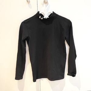 Black Under Armour Mock Neck Long-Sleeve Top with fleece-lining